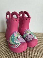 Crocs Handle It Rain Boot - Size 6 Toddler C6- Candy Pink Unicorn