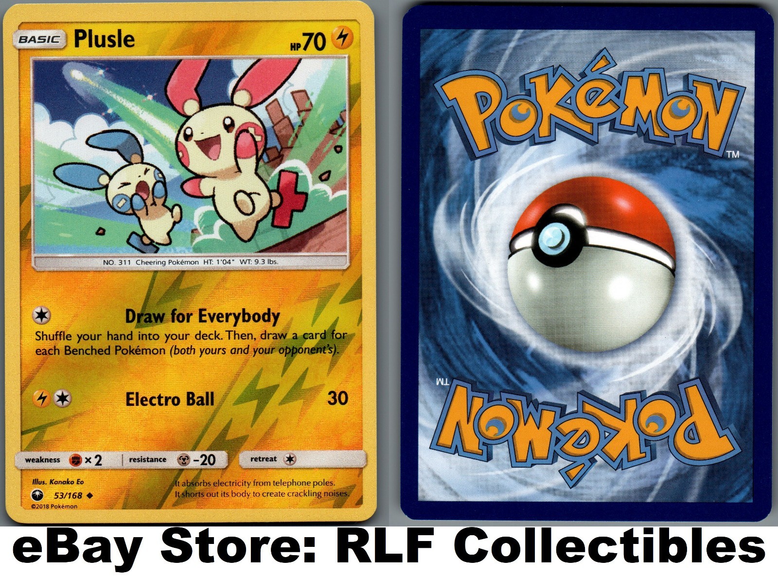 2018 Pokemon, S&M Celestial Storm, #53/168 Plusle, Reverse Holo Uncommon