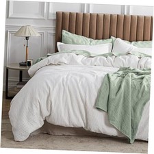 Waffle Comforter Set White Soft Bedding, Waffle Weave Bed Queen 11 - White