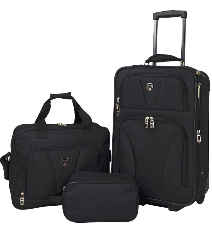 Travelers Club Bowman Expandable Luggage, Black, 3-Piece Set