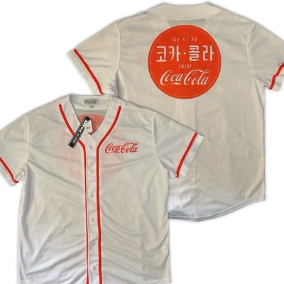 Coca-Cola Coke White/Orange Swingster Baseball Jersey Korean Script Men size XXL