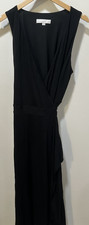 Loft Women's XL Black Wrap Dress V Neck Sleeveless #83