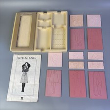 Vtg Tomy Fashion Plates Doll Drawing Design Tracing 1978 Etcher 13 Piece Set