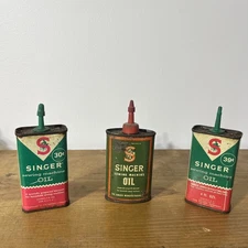 Singer Sewing Machine Oil Can Oiler Lot Of 3