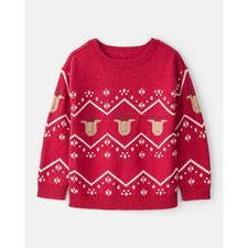 NEW Carter's Boys Red Holiday Reindeer Graphic Sweater / "Ugly Sweater" Size 4