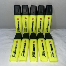 10 Pack STABILO BOSS ORIGINAL Highlighter Yellow Marking Pens BRAND NEW OPEN BOX