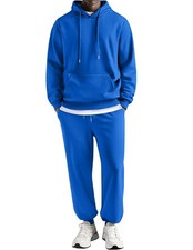 Men's Tracksuit 2 Pieces Long Sleeve Sets Casual Hooded Sweatsuits Jogging Su...