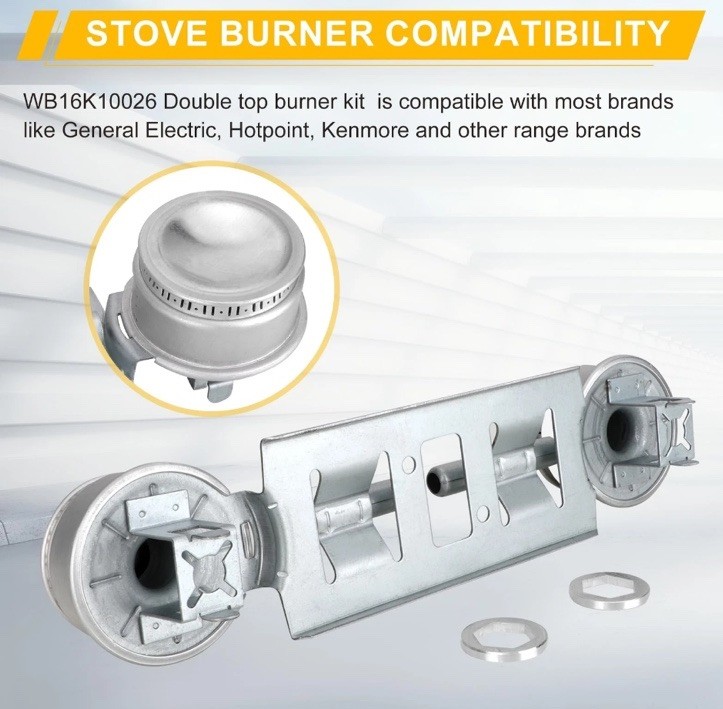 Double Burner Kit WB16K10026 WB29K17 Gas Range Double Burner Assembly Replace