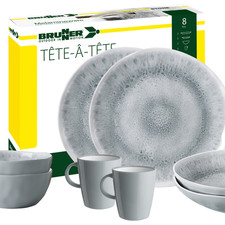 Brunner Tête-à-tête Melamin-Geschirrset Perlmutt 8-tlg Weiss – Bild 3