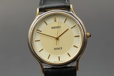 Vintage 2001 EXC 5 SEIKO Dolce 5E61-0A20 White shell 32mm QZ Men's Watch Japan