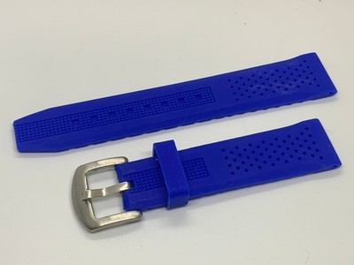 22 mm Electric Blue Premium Diver Scuba Perforated Silicone Strap Seiko Casio
