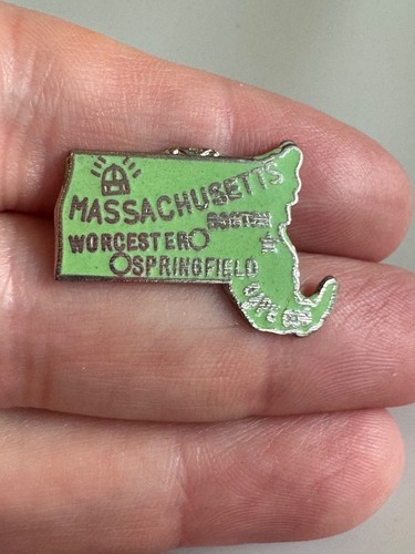 Vtg Massachusetts Tourist Enamel Lapel Pin Boston Worcester Springfield Cape Cod