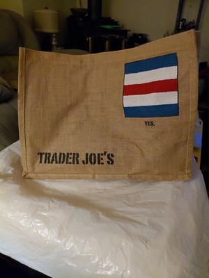 Trader Joe s Burlap Nautical Flag  C Charlie'' Jute Tote Bag
