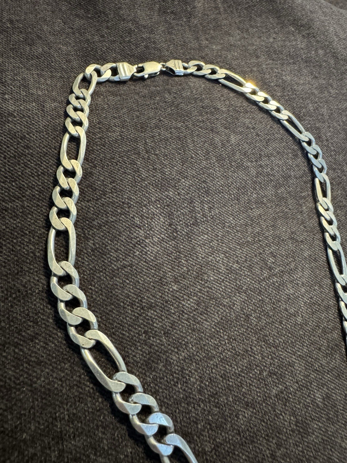 Solid Vintage Sterling Silver Figaro Link Chain N… - image 8