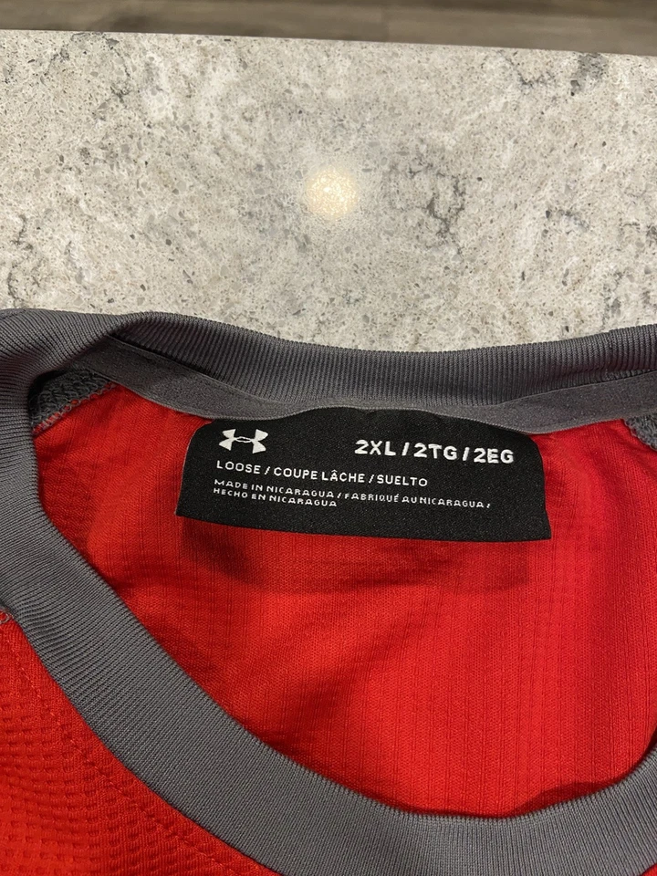 Camisa térmica Under Armour para hombre roja gofre manga larga pulóver-XXL Foto 4 de 4