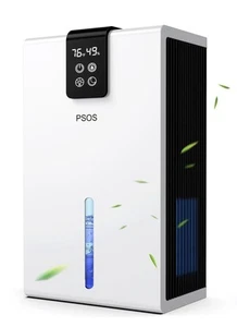 PSOS Dehumidifier - 118oz Tank, Quiet, Auto Shut Off, 7 Color LED, 2 Modes White