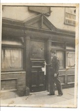 vintage photo WWII era US soldier outside England pub August 1944