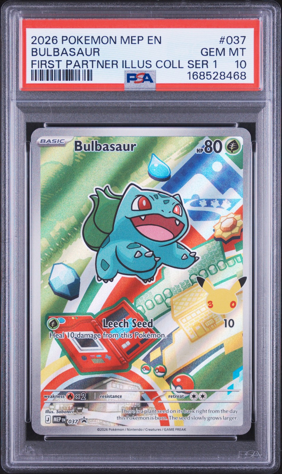 2026 POKEMON MEP FIRST PARTNER ILLUSTRATION COLLECTION #037 BULBASAUR PSA 10