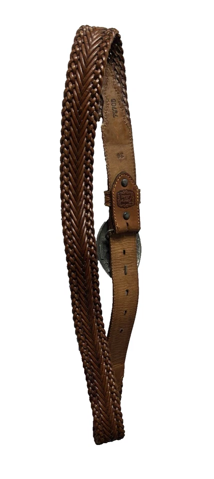 复古鹰扣金属皮革托尼喇嘛皮带 EGE 93 90 年代男式 36 — 第 3/4 张图片