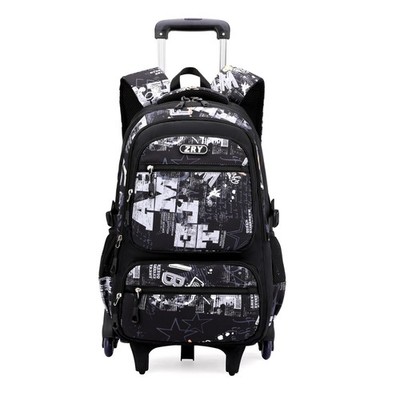 6 Wheels Boys Rolling Backpack School Wheeled Bookbag Trolley Bag Girls Teen