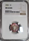 NGC MS-64 BN 1902 Indian Head Cent, Beautifully Toned specimen!