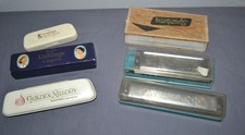 Lot of 6 Old German Harmonicas in Cases M. Ho...