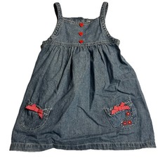 Vintage Target Denim Pinafore Dress Size 2 Oshkosh Inspired Button Front Floral