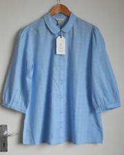 Seasalt Cornwall Hope Cottage Cotton Check Blouse 'Spring Sky'   Size: 14