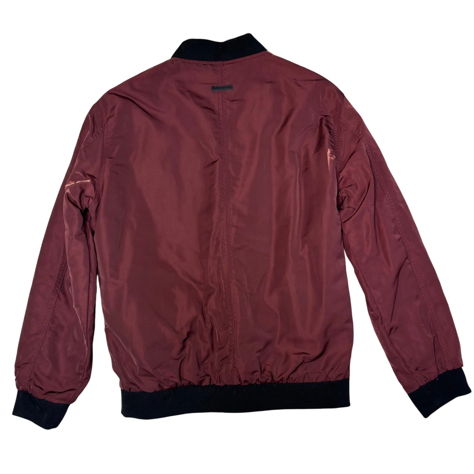 Civil Society Reversible Bomber Jacket Burgundy Grey Mens Size XL Polyester image 5