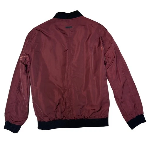 Civil Society Reversible Bomber Jacket Burgundy Grey Mens Size XL Polyester image 5