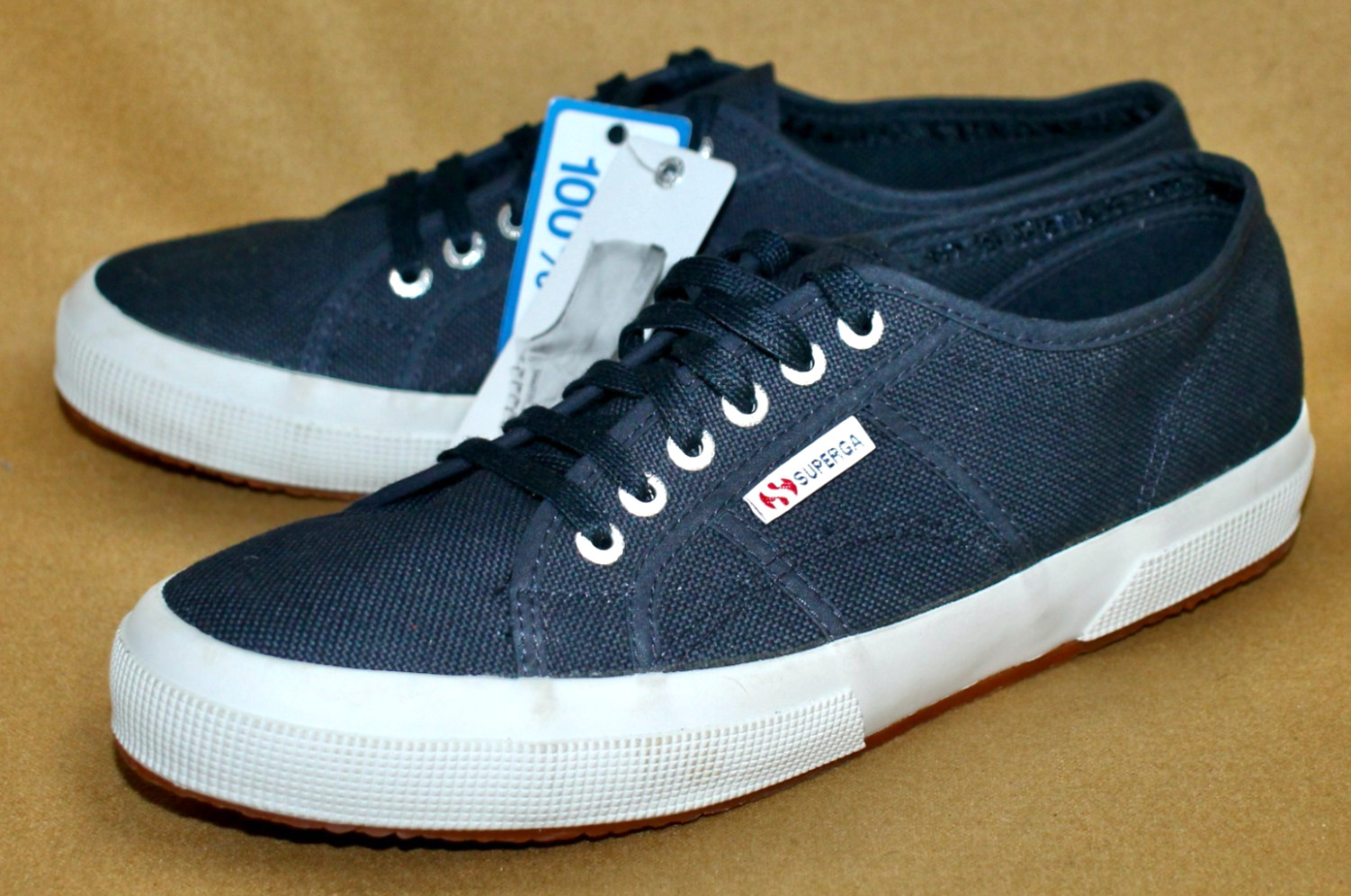 Men 9.5 Women 11 Navy Blue Canvas White Trim