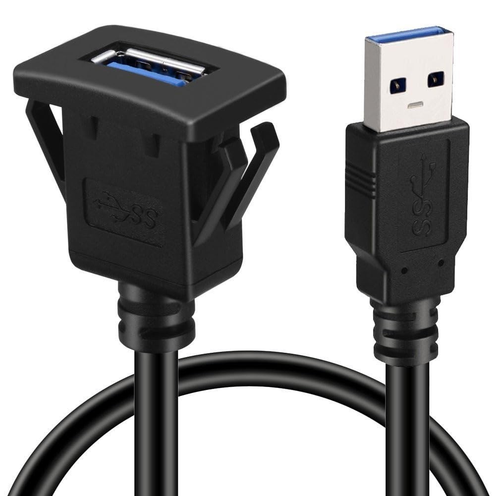USB Panel Flush Mount Cable USB 3.0 Extension USB Mount, Dash Mount, Flush Moun