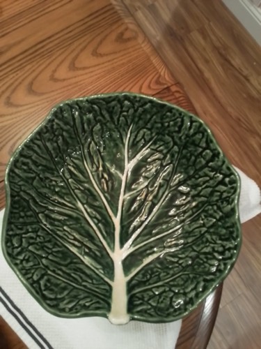 VTG.OLFAIRE LG. HANDMADE CABBAGE LEAF BOWL SPRING NATURE EASTER BUNNY ...
