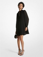 MICHAEL Michael Kors Georgette Pleated Shirtdress In Black Size 4