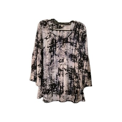 Spense Women's Top Blouse Shirt Size M Marble Color 3/4 Bell Sleeve Round Neck