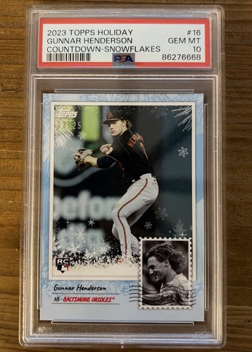 2023 Topps Holiday Countdown Snowflakes #16 Gunnar Henderson Rookie PSA 10 /25