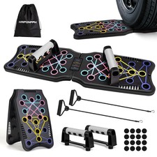 Haiponfph Push Up Board Fitness, 9 in 1 Strength Training Blcak