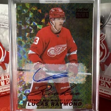 2021-22 Skybox Metal - Lucas Raymond Premium Prospects Sapphire Auto Detroit RC