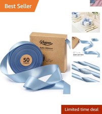 Blue Satin Ribbon 1-1/2 Inch x 50 Yards Double-Faced Ribbons for Gift Wrappin...