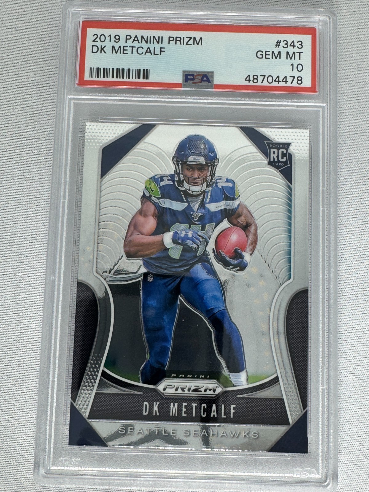 DK Metcalf RC GEM MINT PSA 10 2019 Panini Prizm ROOKIE CARD #343