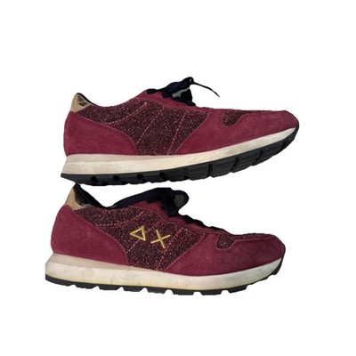 SUN 68 ITALY ALLY GLITTER DONNA SNEAKERS BORDEAUX WOMENS US 8