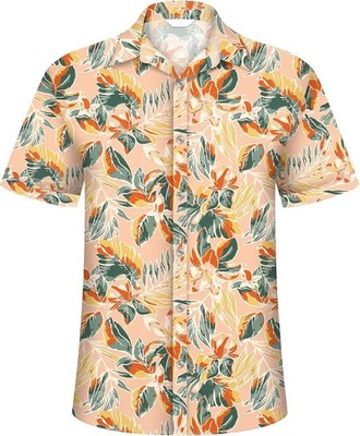 Orange Flower Mens Hawaiian Shirt
