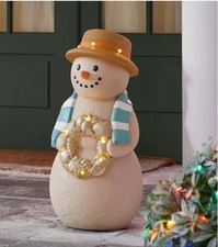 2026 HOME DEPOT ACCENTS 2.5 FT HAND PAINTED LED COASTAL OUTFIT SNOWMAN BLOW MOLD