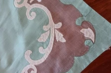 Vintage Set 6 Green Madeira Linen Placemats Napkins Organdy Embroidery