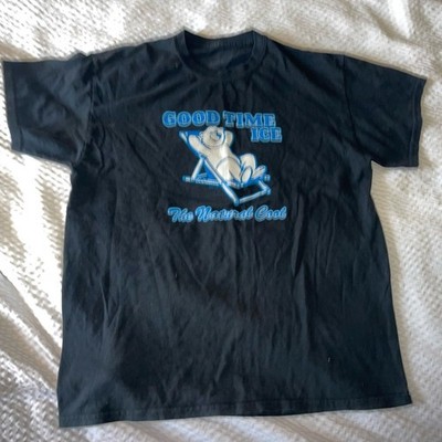 Good Time Ice The Natural Cool Black Graphic T-Shirt with Blue Print Size Med