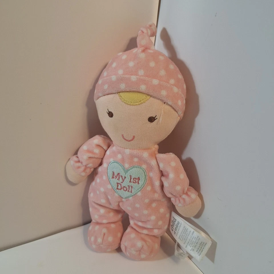 Just One You Giraffe Pink Lovey Satin Rattle & My First Doll Child Of Mine Plush - Image 2 of 4