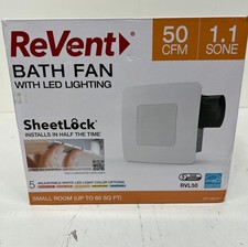 ReVent 50 CFM Ceiling/Wall Mount Roomside Install Bathroom/Bath Exhaust Fan LED
