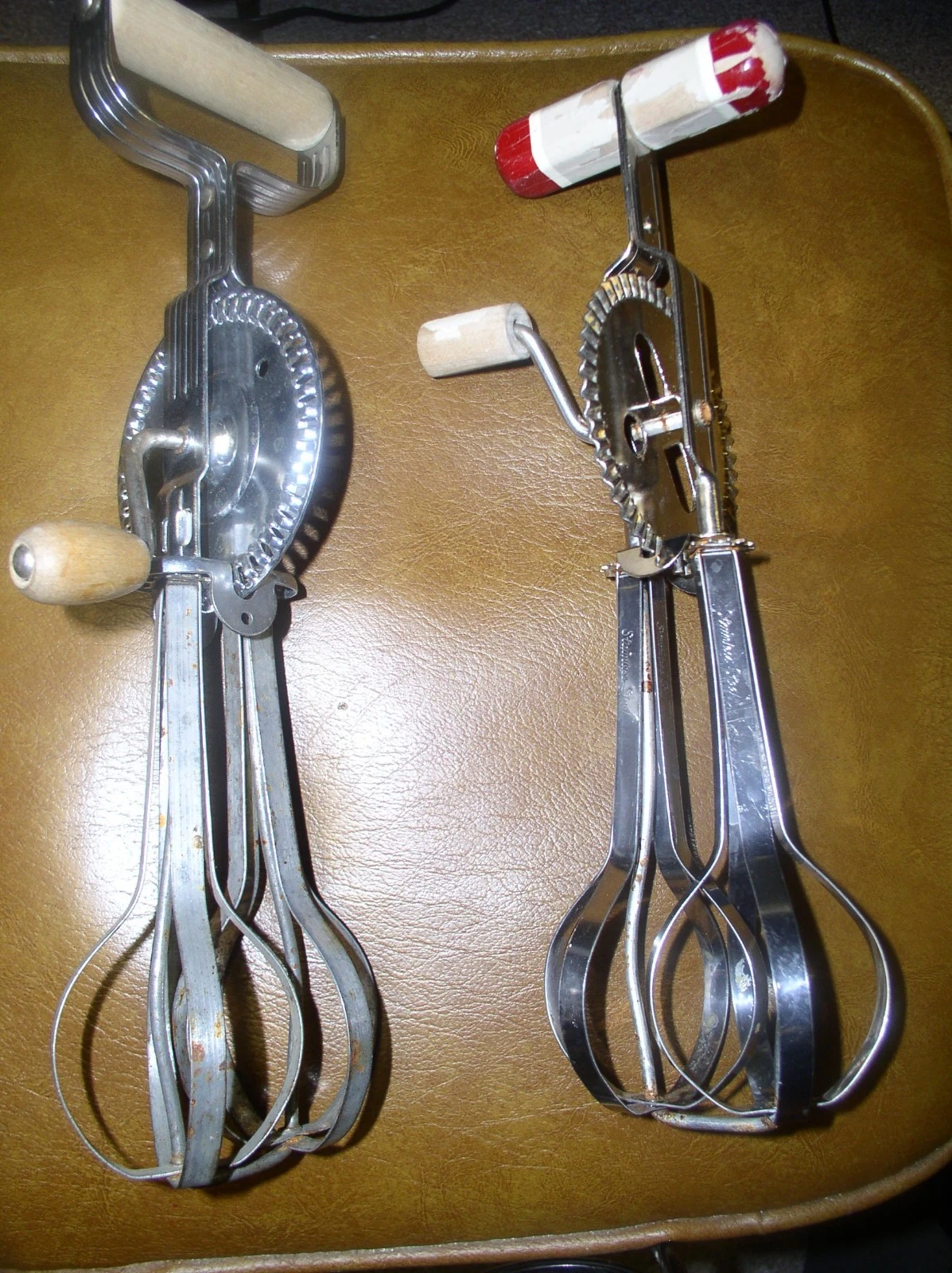 2CTRARE 1920s EKCO STAINLESS Hand Mixers Egg Beater Old Farmhouse FREE SHIPPING