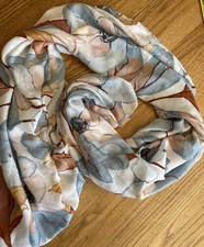 Do Everything in Love Water Color Floral Print Rectangle Scarf 35”x72”