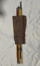 Child Teen Vintage Archery Set leather quiver 1959 - 1968 ? used AS IS mixed lot